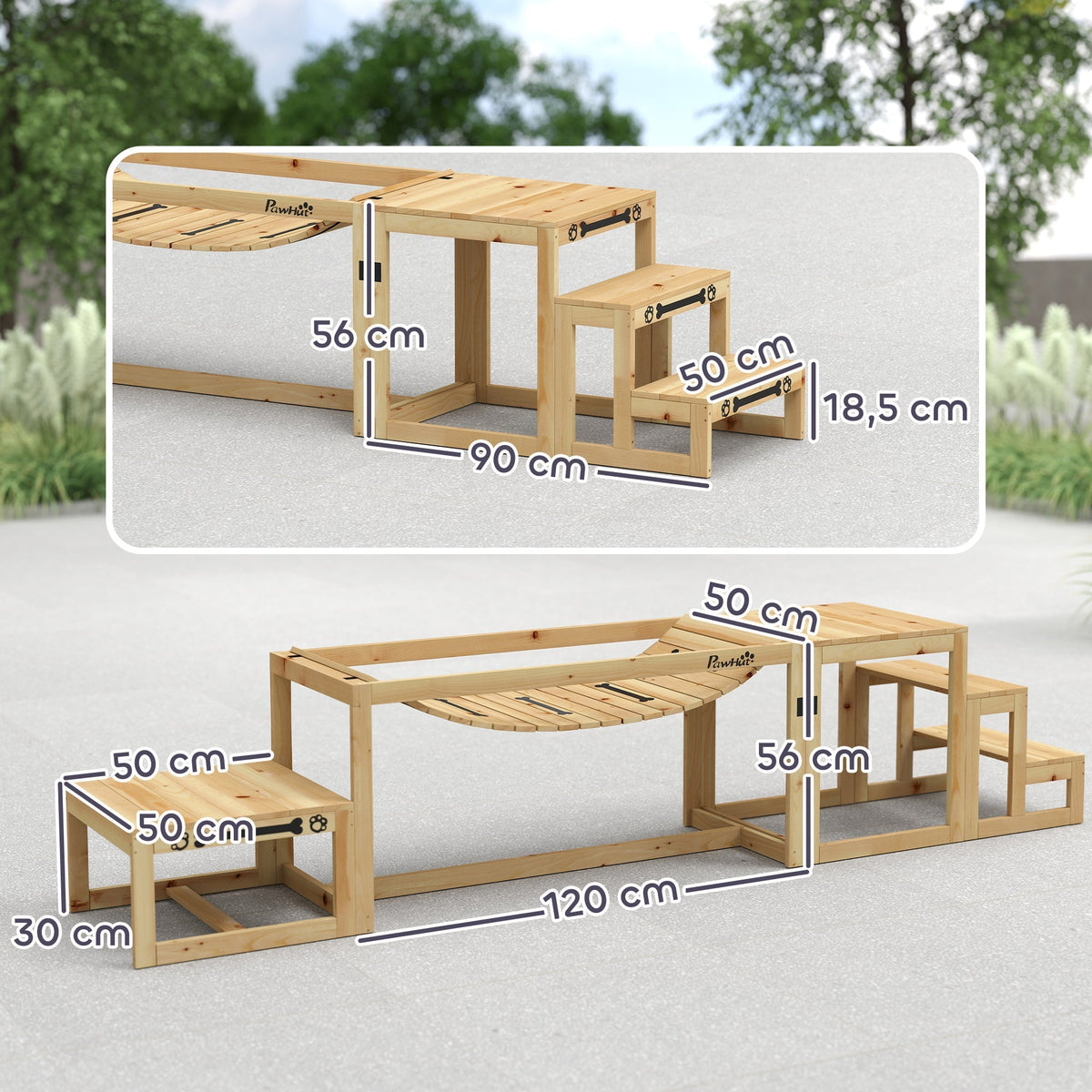 Dog Agility Set, 4-piece training, Fir Wood
