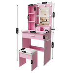 Small Vanity Set with LED Mirror, Storage & Stool, Pink