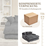 Sofa Bed, Cloud Couch with 3 Soft Pillows, Single Seat, Dark Grey Corduroy