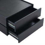 Coffee Table 360° Rotatable with 2 Shelves and Storage, Black