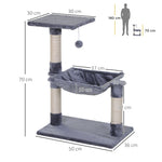 Climbing Tree Cat Tree, Sisal Plush Hammock, Grey Chipboard