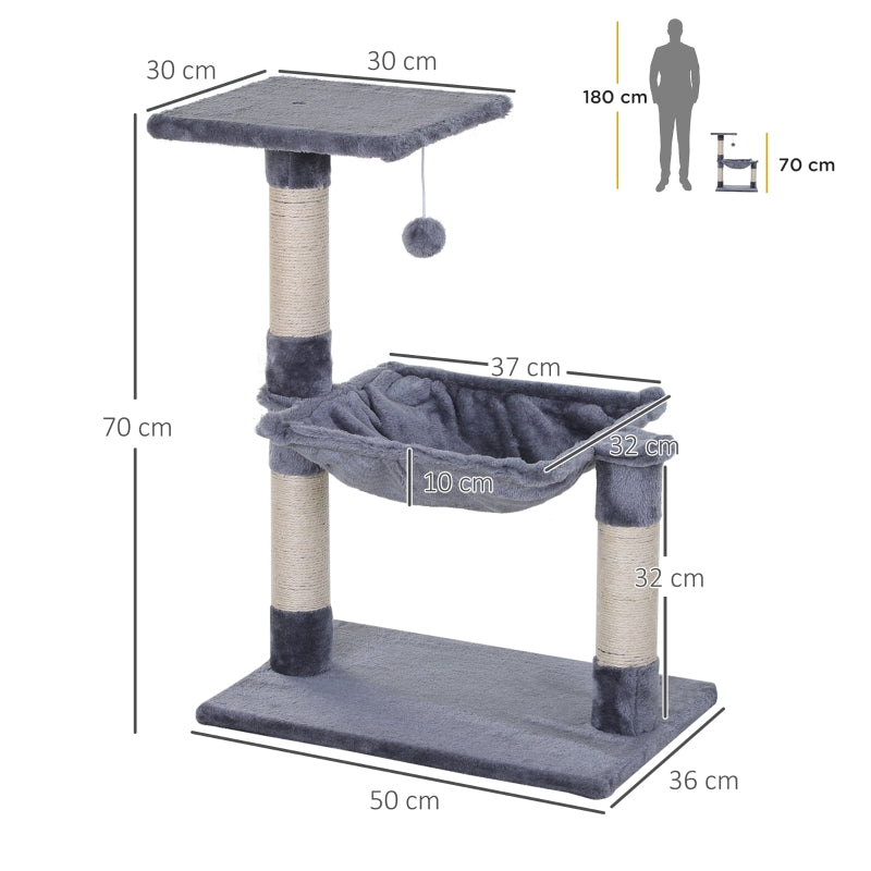 Climbing Tree Cat Tree, Sisal Plush Hammock, Grey Chipboard