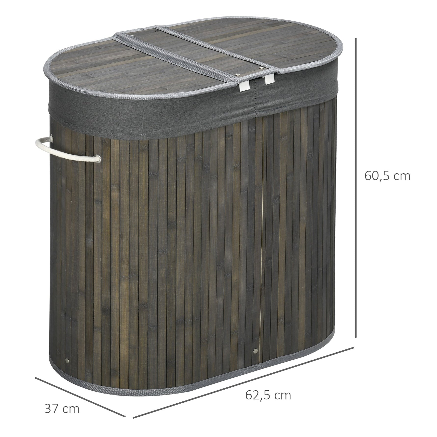 Bamboo Laundry Basket, 100L with 2 Removable Bags, Gray