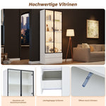 Display Cabinet 80x34x200cm Tall with LED Lights 2 Doors Aluminum Frame White