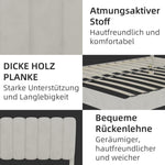 Upholstered Bed, Minimalist Plush Headboard 140x200cm, Beige