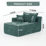 Comfortable Chaise Longue Sofa with Cushions and Side Pockets, Green