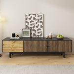 TV cabinet, water wave pattern, three drawers, wood and black