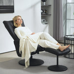 Recliner Chair with Footstool, 360° Rotating, 150 kg, Faux Leather Black