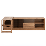 Modern Rotating TV Cabinet Extendable Pet-Friendly Glass Doors 180(+80)x40x50 cm - Walnut