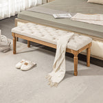 Upholstered Bench, Bed Bench, Wooden Legs, Cream