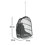 Hanging Chair, Foldable Polyrattan Swing, 150kg Capacity, Dark Gray