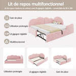 Extendable L-Shaped Sofa Bed with Cloud Headboard, Pink Velvet