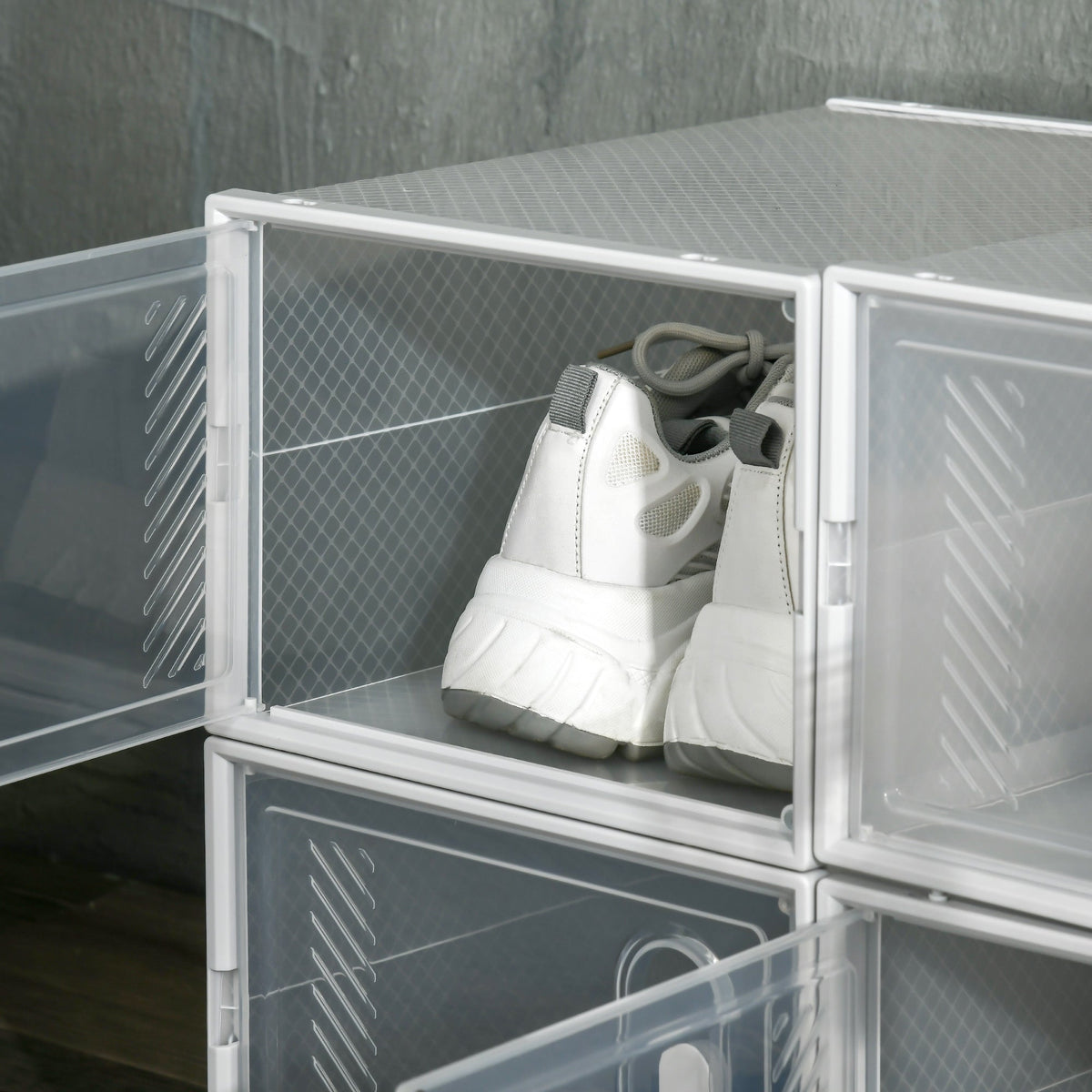 Shoe Cabinet Modular 8 Compartments Transparent Plastic