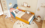 Children's Upholstered Bed 90x200cm with Fall Protection, Multicolour