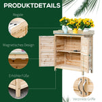 Garden Cabinet Potting Table Tool Shed 2 Shelves, Natural Wood