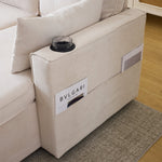 Sofa Bed L-Shaped Sleeping Function Storage Cup Holder Interchangeable Upholstered