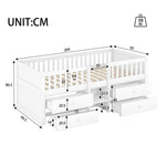 Mid-height Bed 90x200cm 4 Drawers Railing Ladder Pine Wood White