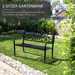 Garden Bench 3-Seater Steel with Cast Iron Armrests, Black