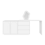 Dressing Table with LED Mirror & Extendable Tabletop, White