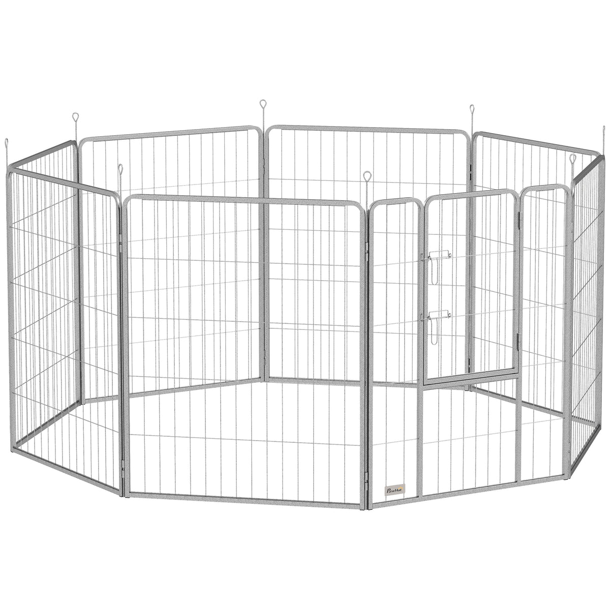 Puppy Playpen 8-Piece 100cm High Outdoor Run Steel Silver