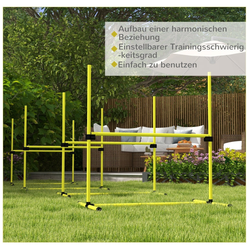 Dog Agility Set, Hurdles & Poles with Carry Bag, Robust, Yellow