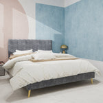 Upholstered Bed, Modern Minimalist Soft Headboard, 140x200cm Grey