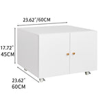 Metal Printer Stand Storage with Door, Shelf & Wheels - White