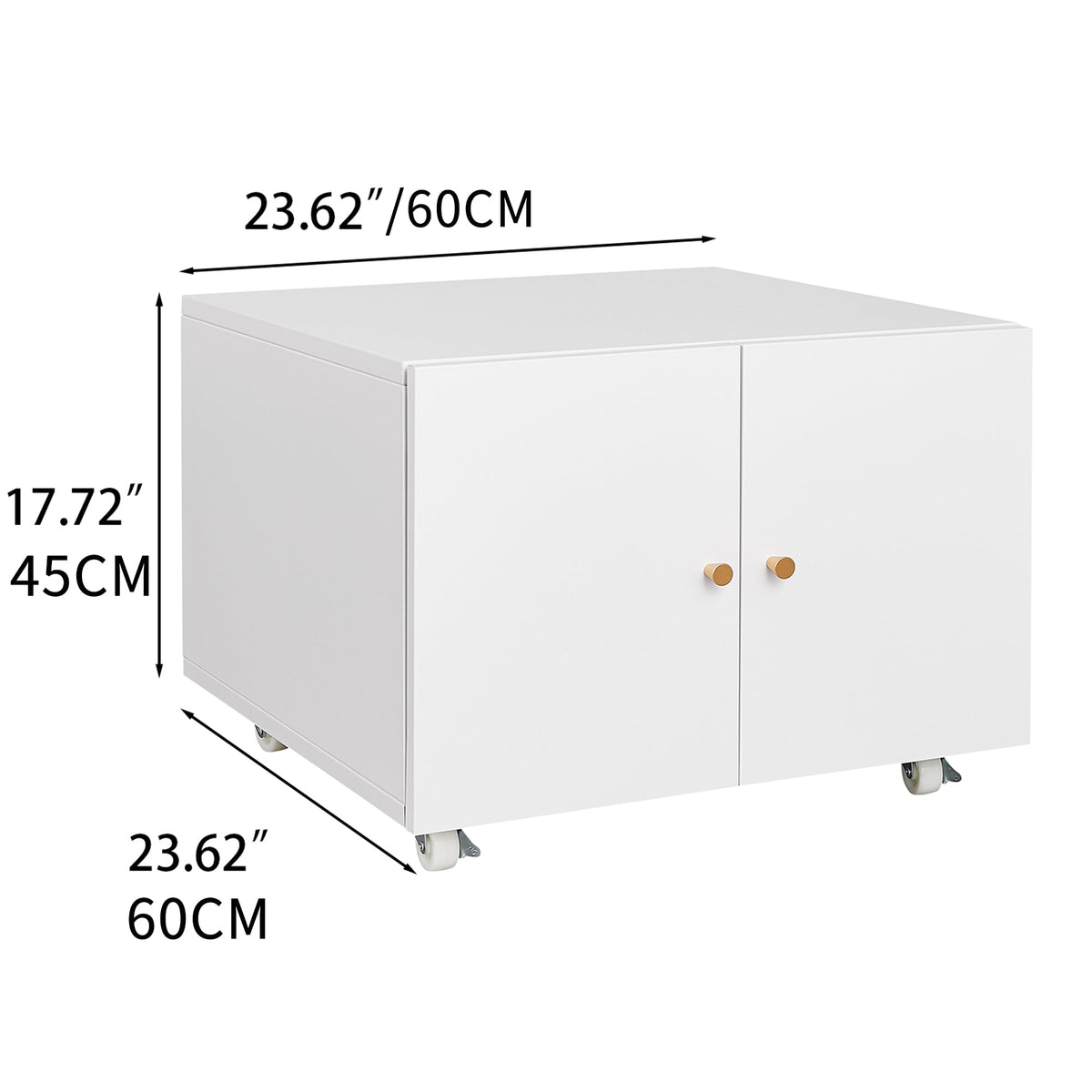 Metal Printer Stand Storage with Door, Shelf & Wheels - White