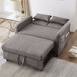 Two-Seater Sofa Bed with Adjustable Backrest and Pull-Out Design, Cotton-Linen Fabric