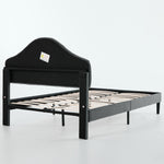 Full Upholstered Platform Bed Frame, 140x200cm, Velvet Gray