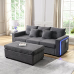 Sofa, 5-Cushion Supreme Set LED 3-Seater with Ottoman, Modular L-Shaped