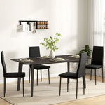 Set of 4 Dining Chairs Armless Fabric Upholstery Metal Legs - Black