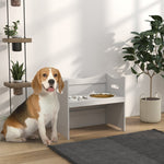Dog Feeding Station, Height Adjustable, 2 Stainless Steel Bowls, White