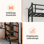Loft Bed with L-shaped Desk, Storage & Stairs, Sturdy Metal