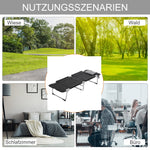 Folding Camping Bed Lightweight Portable with Pillow, Black Silver