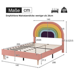 Upholstered Bed 140x200cm Slatted Base Adjustable Headboard - Velvet Pink