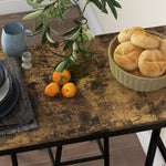 Bar Table Set, 3-Piece with 2 Bar Stools, Steel, Rustic Brown