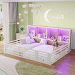 Fence Daybed Platform Bed 140x200cm with Storage, White Metal