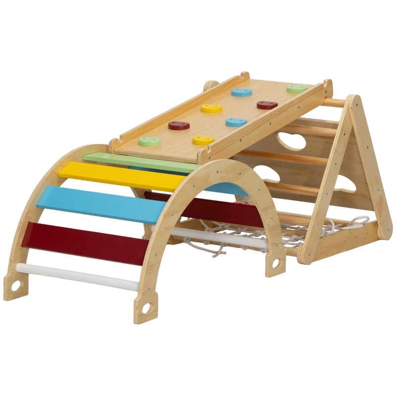 7 in 1 Indoor Climbing Triangle with Slide and Arch, Multicoloured