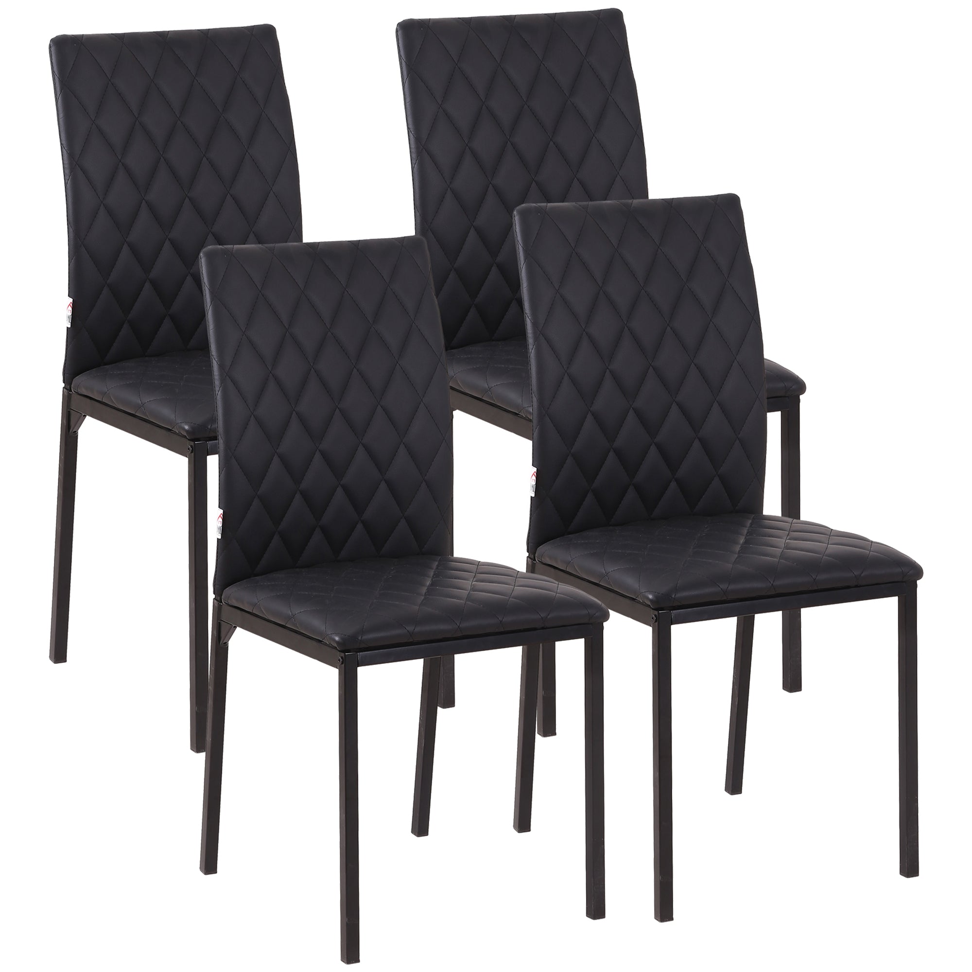 Dining Chairs, Set of 4 Upholstered Steel Legs, Black