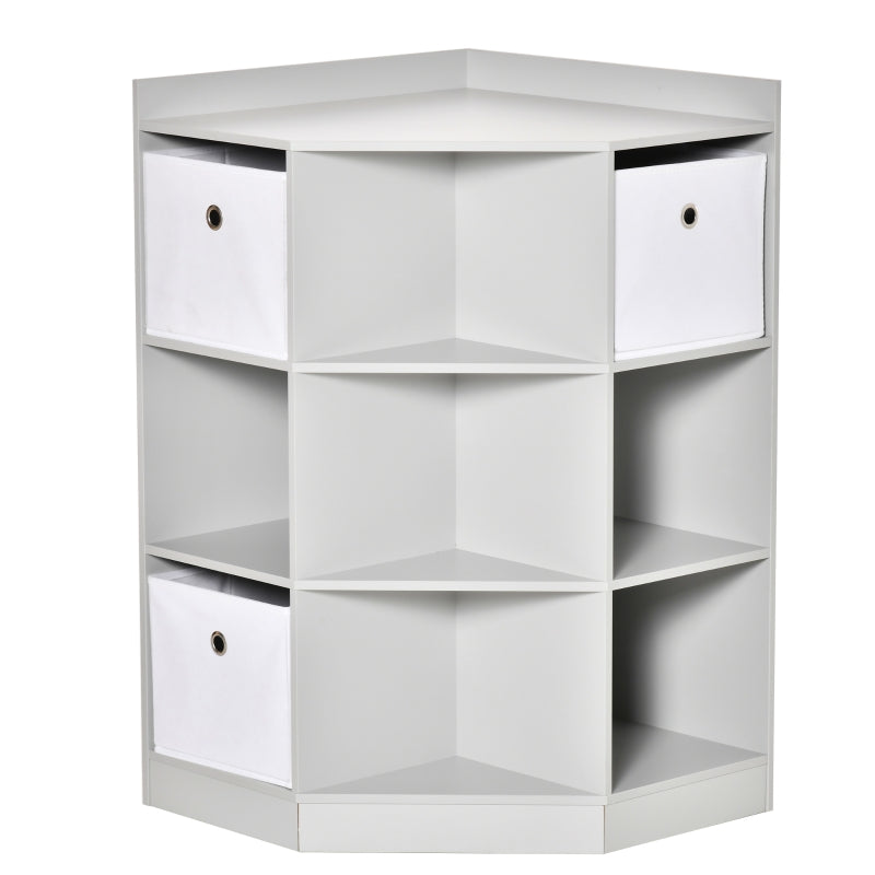 Children's corner shelf with 3 storage boxes, toy storage, gray