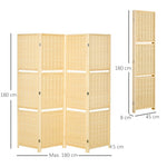 Bamboo Room Divider, 2 Shelves, Foldable, Natural