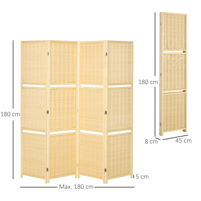 Bamboo Room Divider, 2 Shelves, Foldable, Natural