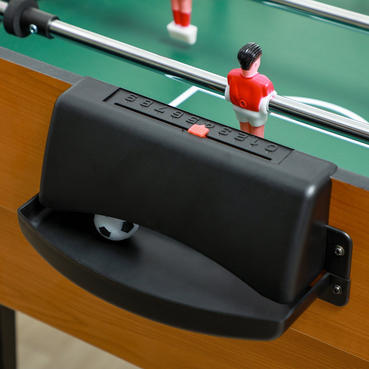 4-in-1 Multigame Table, Table Tennis Foosball Billiards Hockey, Natural Wood + Black