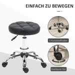 Salon Stools, Height Adjustable Swivel Rolling, Faux Leather Black