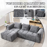 Modern Sectional Sofa L-Shaped 3-Seater Chaise Longue Storage Pocket Chenille Grey