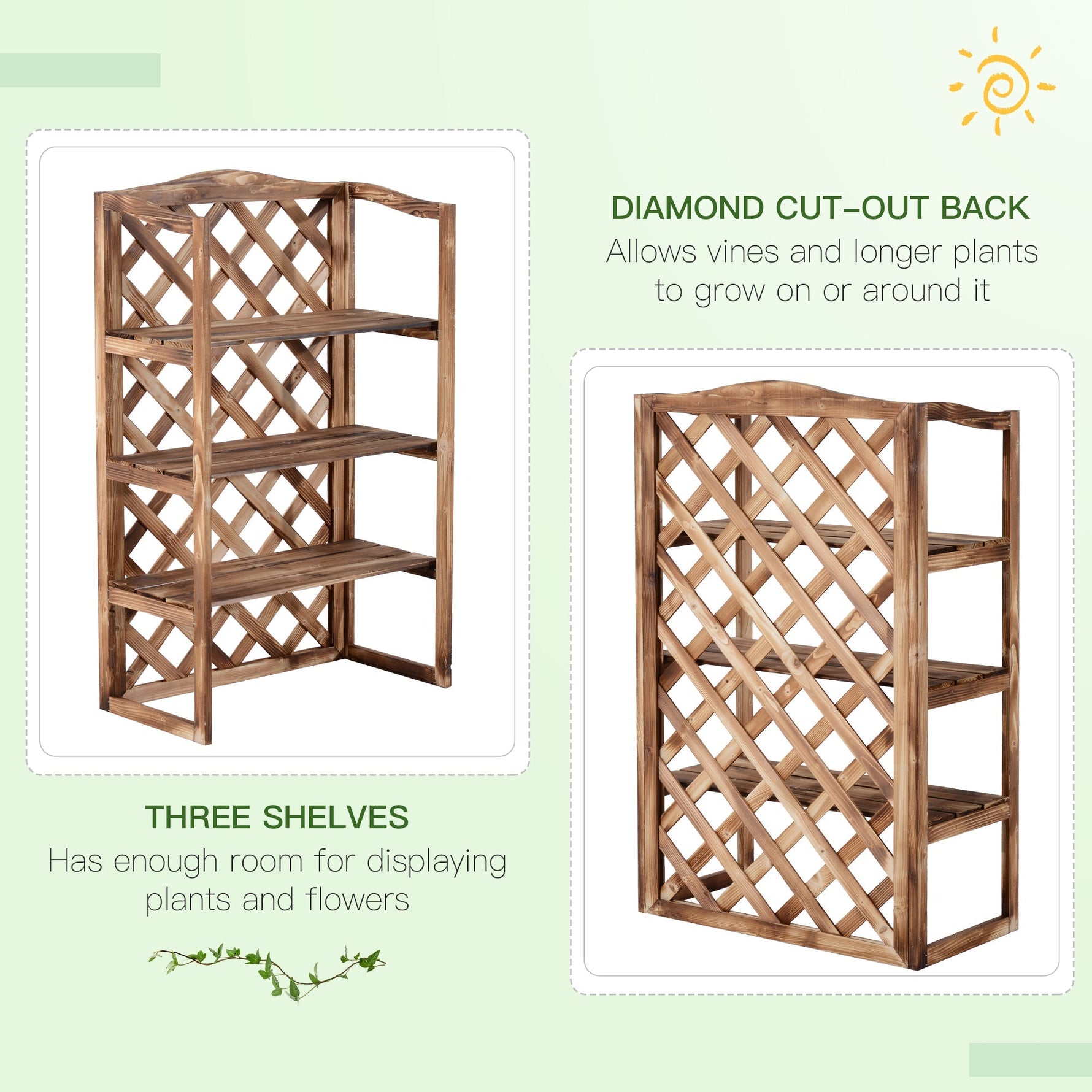 Flower Stand 3-Tier, Indoor & Outdoor, Fir Wood