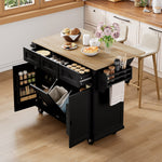 Mobile Kitchen Island Extendable Dining Area Waste Bin & Drawers - Black