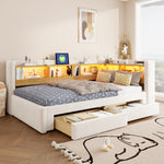 3-in-1 Sofa Bed 90x200 Extendable Daybed with LED & Drawers