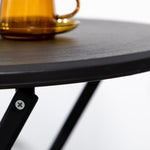 Round Folding Table, Ø60cm Garden Dining, Dark Grey Wood Look